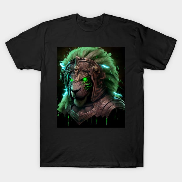 Emerald Warrior Lion T-Shirt by DreamMeArt